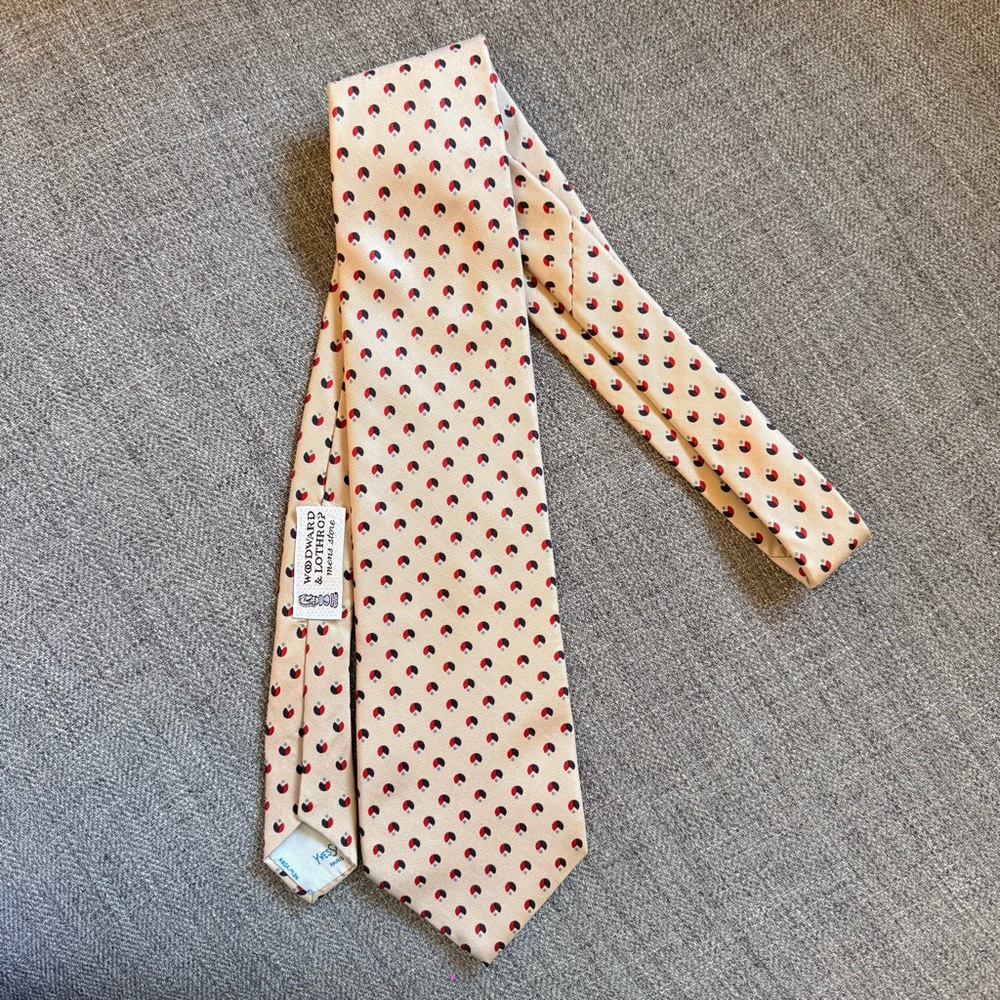 Yves Saint Laurent Beige and Red Patterned Silk Tie